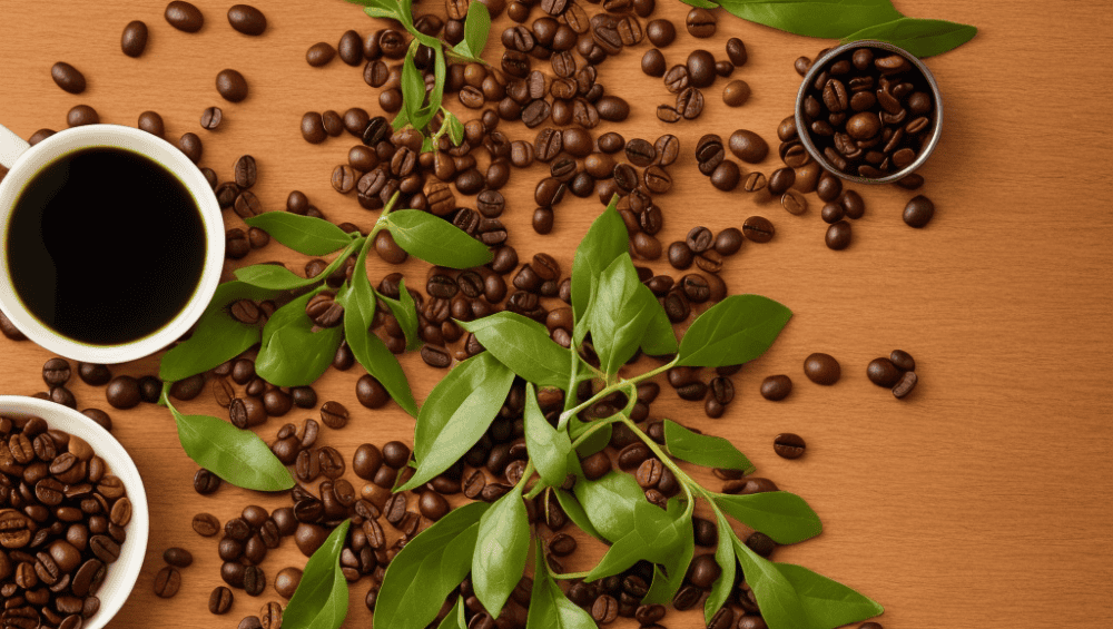 -screen image featuring a golden-hued olive oil bottle with a lush green olive branch and a few olives next to it, alongside a dark brown Batana oil bottle with a few coffee beans scattered around it